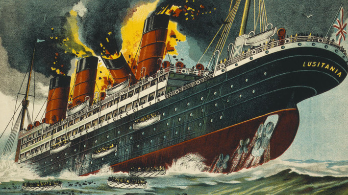 Khi đang trong chuyến hải hành, vào ngày 7/5, tàu Lusitania trúng phải một quả ngư lôi của Hải quân Đức.