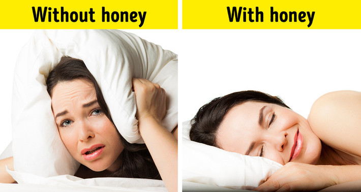 Giảm chứng mất ngủ: Những người bị chứng mất ngủ nên ăn hoặc uống mật ong trước khi đi ngủ. Đường chứa trong mật ong kích thích việc sản xuất serotonin, chất dẫn truyền thần kinh giúp bạn dễ ngủ hơn.