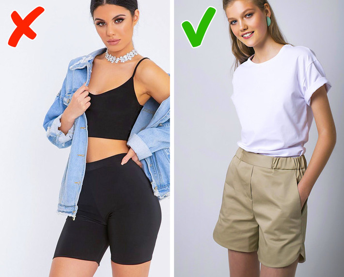 Quần short đạp xe trở nên phổ biến nhờ Kim Kardashian. Bạn có thể mặc chúng với một chiếc áo khoác dài. Tuy nhiên, phong cách thời trang này chỉ phù hợp khi bạn đi đạp xe mà thôi.