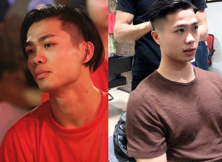 Công Phượng thay đổi liên tục các kiểu tóc độc lạ, lúc dài lúc ngắn, khi làm kiểu xoăn khi lại thẳng tuột...