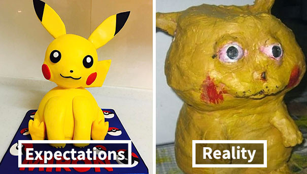 Chiếc bánh pikachu nhìn như bị "đột biến". Ảnh: BP, BS.