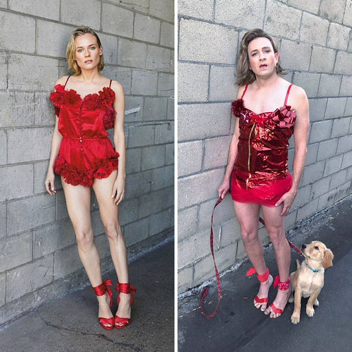 Từ trang phục tới cách tạo dáng, anh chẳng khác gì phiên bản gốc Diane Kruger