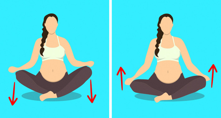 Tư thế bướm là một trong những bài tập giúp bà bầu dễ chịu nhất. Ngồi thẳng lưng, khoanh chân, hai lòng bàn chân chạm vào nhau. Ấn nhẹ hai đầu gối xuống sàn, không nhất thiết phải chạm sàn. Thả rồi lại ấn hai đầu gối xuống. Lặp lại cho đến khi bạn cảm thấy thoải mái.