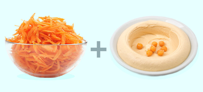 Cà rốt + Tahini: Ăn cà rốt sẽ giúp tăng no và giảm lượng calo tổng thể. Tahini, còn được gọi là bơ mè, cung cấp nhiều loại vitamin và khoáng chất.