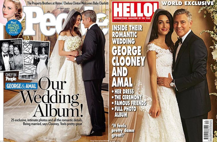 Chiếc váy cưới của nữ luật sư Amal, vợ nam tài tử George Clooney được Oscar de la Renta thiết kế riêng, có giá 380.000 USD.
