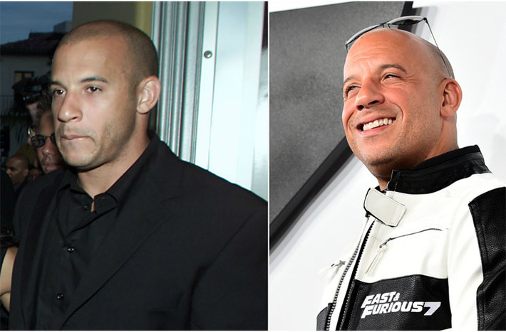 Kể từ khi tham gia Fast & Furious năm 2001, tới giờ Vin Diesel đã có ba đứa con với bạn gái Paloma Jimenez. Trông Vin giờ cứng cáp và vững chãi hơn anh chàng Vin của 16 năm về trước. Ngoài Fast and Furious, nam diễn viên 49 tuổi còn đang theo đuổi ba dự án phim hành động khác: phần 4 Riddick, phần 3 xXx và phần 2 Guardians of the Galaxy. (Ảnh: Getty Images)