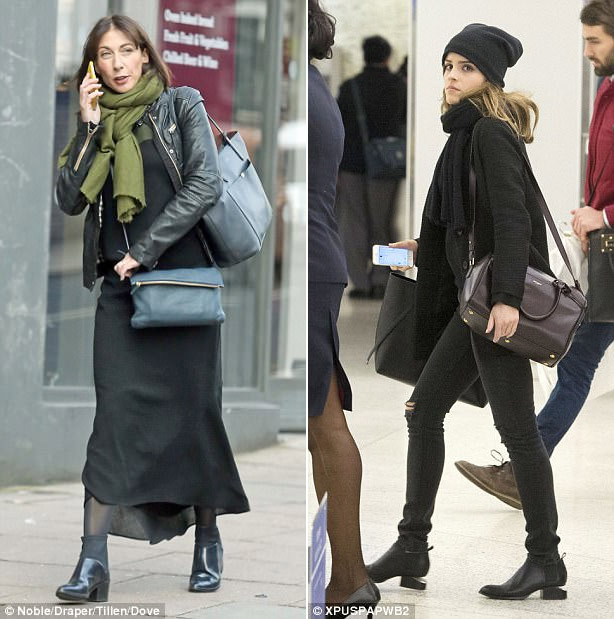 Vợ cựu thủ tướng Anh, bà Samantha Cameron theo đúng trào lưu một túi đeo chéo và một túi xách tay to hơn. Ngôi sao Hollywood Emma Watson đeo hai chiếc túi to hai bên trong một chuyến du lịch. (Ảnh:Noble, Xpuspapwb2)