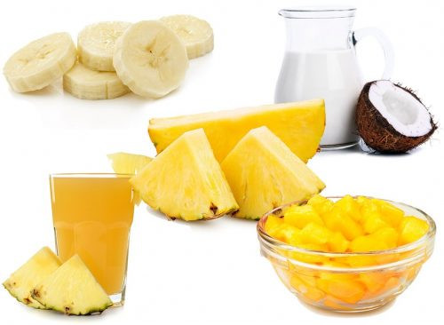 1, Sinh tố hoa quả sữa dừa: Đây không chỉ là bữa sáng nhanh giàu chất dinh dưỡng mà còn tốt cho những ai đang muốn giảm cân. Thành phần gồm ½ cốc nước cốt dừa, ¼ chén nước ép dứa, ½ chén dứa đông lạnh, ½ quả quả chuối đông lạnh, ¼ chén xoài đông lạnh. Cách làm rất đơn giản. Bạn chỉ cần bỏ tất cả nguyên liệu vào máy xay sinh tố và xay cho đến khi mịn rồi đổ ra cốc thưởng thức bữa sáng. Ảnh: Eatthis.