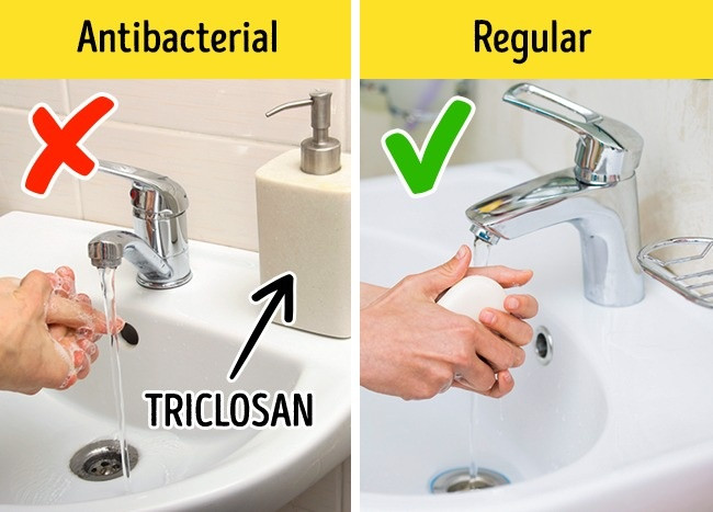 Hãy chọn loại xà phòng yêu thích để rửa tay thay vì loại xà phòng kháng khuẩn: Trên thực tế, không có bằng chứng rằng xà phòng kháng khuẩn có hiệu quả hơn so với xà phòng thông thường và nước. Trong một số nghiên cứu, kết quả cho thấy triclosan - được sử dụng rộng rãi trong sản xuất hầu hết các loại thuốc đánh răng, chất khử mùi và xà bông kháng khuẩn lỏng - rất có hại cho cơ thể chúng ta. Ảnh: Depositphotos.