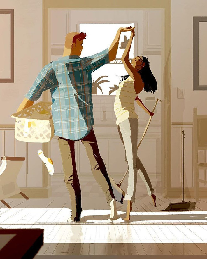 Dọn dẹp nhà cửa cùng nhau chính là một điều khiến bạn hạnh phúc. Ảnh: Instagram.