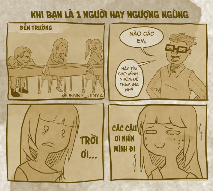 Nỗi ám ảnh lớn nhất của những người ngượng ngùng là làm việc nhóm. Họ không thể mở lời trước hay đưa ra ý kiến của mình khi phải tiếp xúc với nhiều người không thân thiết.