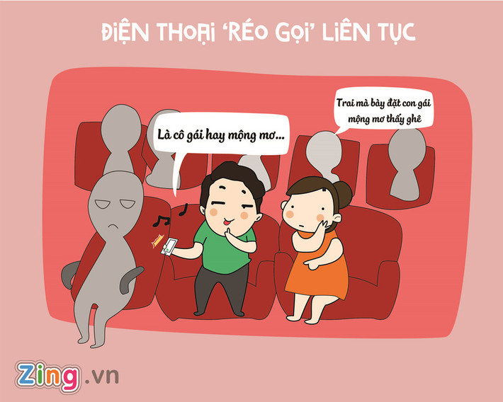 Rạp chiếu phim nào cũng đề ra quy định khách hàng phải tắt chuông điện thoại khi vào trong. Họ đã mất công đề ra rồi, cớ gì có việc thực hiện theo thôi cũng không được? Đây không phải nơi phù hợp để khoe chuông điện thoại đâu!