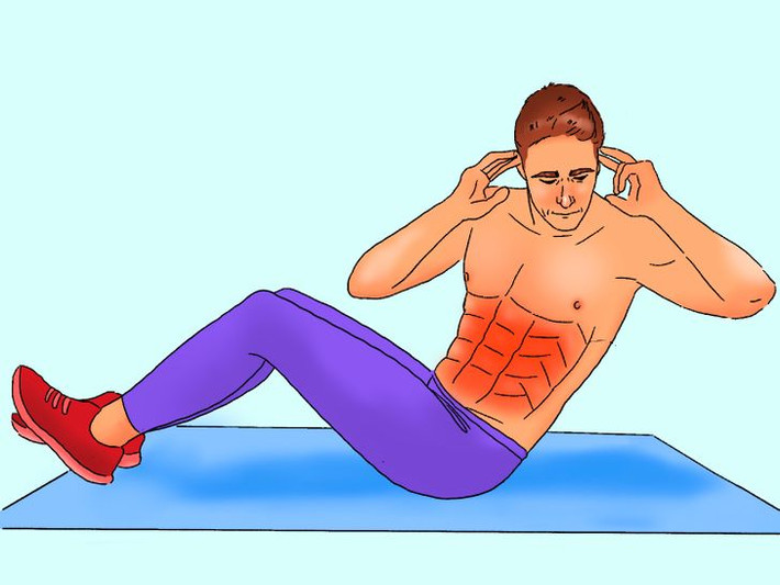 8. Gập bụng vòng tròn: Để thực hiện, hãy bắt đầu như bất kỳ động tác gập bụng thông thường nào, nhưng thay vì quay xuống sau khi bạn đã vặn người sang một bên, hãy ngay lập tức vặn người sang bên kia và ngay sau đó quay trở lại mặt đất. Thực hiện 50 giây và sau đó nghỉ 10 giây.