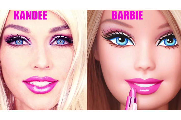 Muốn dễ thương hơn, bạn có thể trang điểm theo phong cách búp bê Barbie.