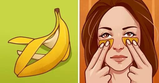 Giảm quầng thâm và bọng mắt: Công dụng khác của vỏ chuối là làm sáng quầng thâm. Lấy ra các sợi trắng từ vỏ chuối và trộn với gel lô hội. Hỗn hợp giàu chất pottase và dưỡng ẩm sẽ giúp điều trị bọng mắt và giảm thâm quầng.
