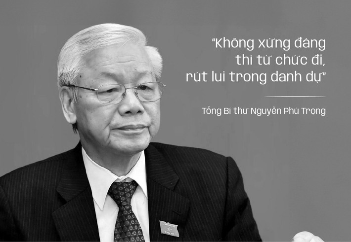 Tiếp xúc cử tri trước thềm kỳ họp thứ 5 Quốc hội khóa XV ngày 13/5/2023, Tổng Bí thư Nguyễn Phú Trọng nhấn mạnh đấu tranh phòng chống tham nhũng, tiêu cực cũng phải toàn dân, tất cả các cấp cùng làm. "Đã không xứng đáng thì từ chức đi. Vừa nhẹ nhàng, êm ái và tự giác rút lui. Rút lui trong danh dự là tốt nhất".