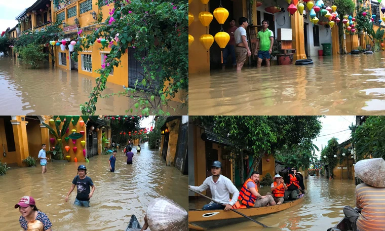 Những hình ảnh “lạ mắt” nơi phố cổ Hội An chìm trong biển nước