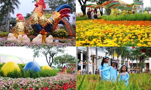 Lộng lẫy đường hoa Tết 2017 ở KĐT hiện đại nhất SG