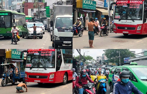 Ảnh: Tài xế "chết khiếp" vì người đàn ông chặn xe...quỳ lạy ở TP HCM