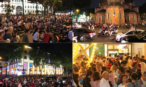 TP.HCM: “Biển người” đổ ra đường đón Giáng sinh sớm 