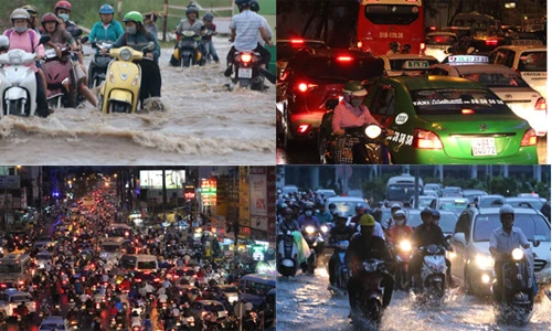 Đường về nhà của người Sài Gòn lại ngập nước, kẹt xe kinh hoàng