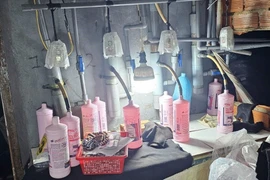 Bên trong xưởng sản xuất nước tẩy giả quy mô lớn