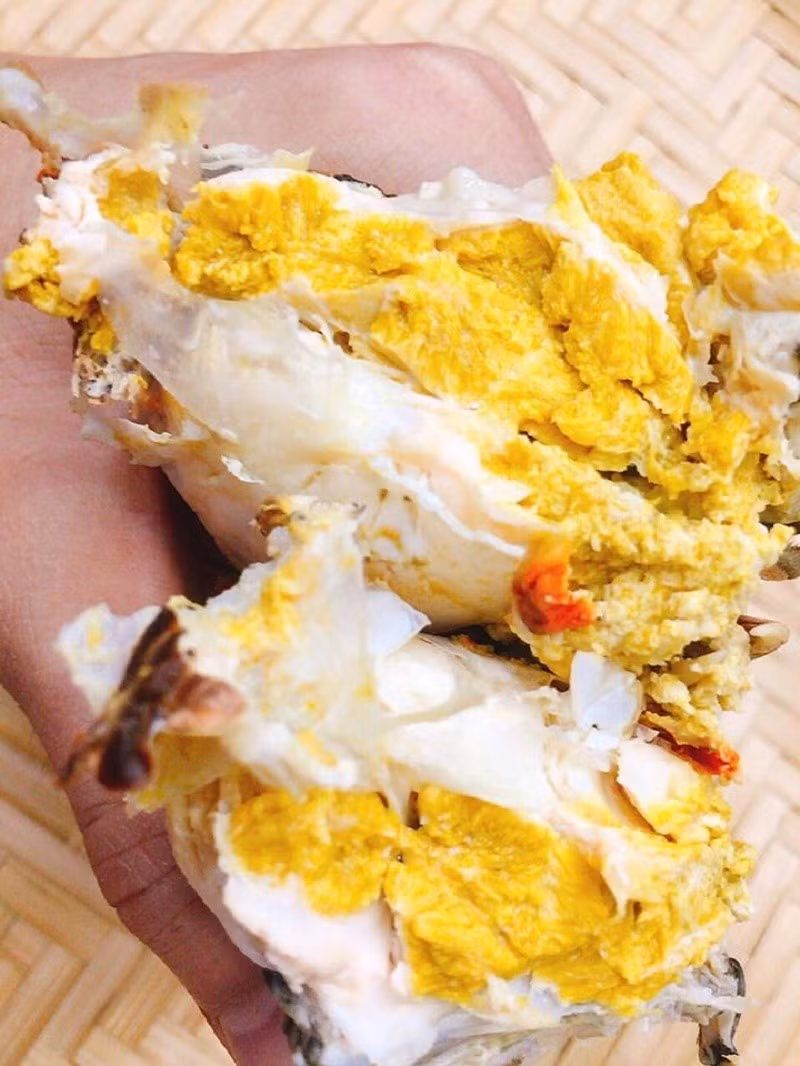 Theo kinh nghiệm của người dân địa phương, cua trinh nữ ngon là khi còn tươi rói, khoẻ mạnh, có vỏ ngoài màu xám đục, yếm cua vẫn còn bám chắc vào thân, chân và càng chuyển động linh hoạt, gai trên càng và mai cua còn sắc nguyên. Ảnh: Háianhoanglong