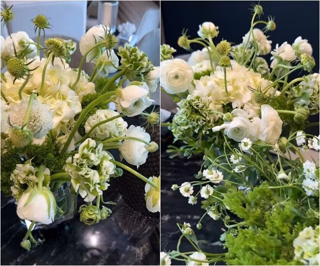 Hoa hậu Đỗ Thị Hà cũng thường xuyên tô điểm cho căn hộ bằng những bình hoa tươi. Ảnh: FBNV