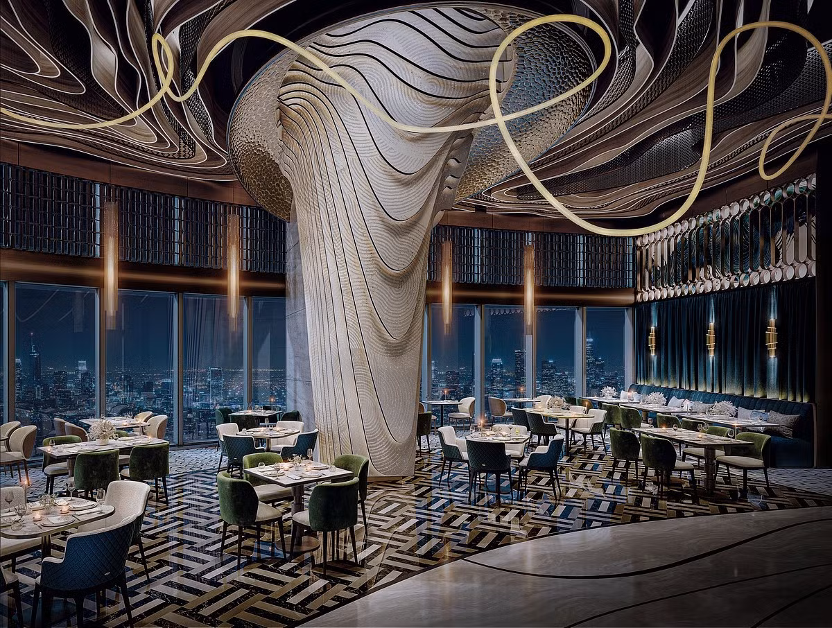 Nhà hàng West 13 trong khách sạn mang đến trải nghiệm ẩm thực tinh tế với tầm nhìn toàn cảnh. Ảnh: Gulfnews