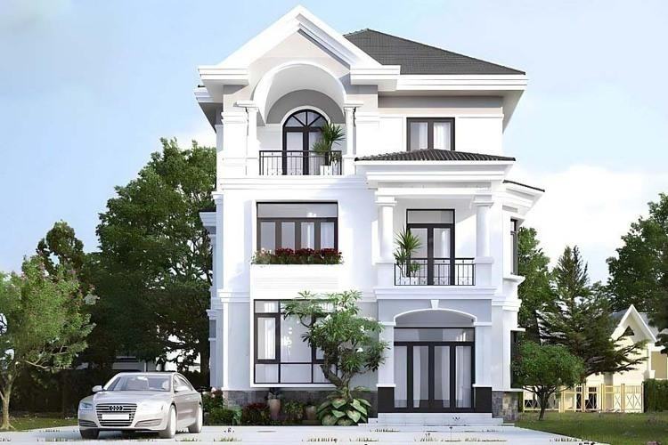 Mẫu nhà mái Nhật 3 tầng hiện đại phù hợp với gia đình đông thành viên, từ 2-3 thế hệ cùng chung sống. Không gian rộng rãi, cách bố trí linh hoạt giúp mỗi thành viên đều có không gian riêng tư nhưng vẫn gắn kết trong sinh hoạt chung. Ảnh: Internet