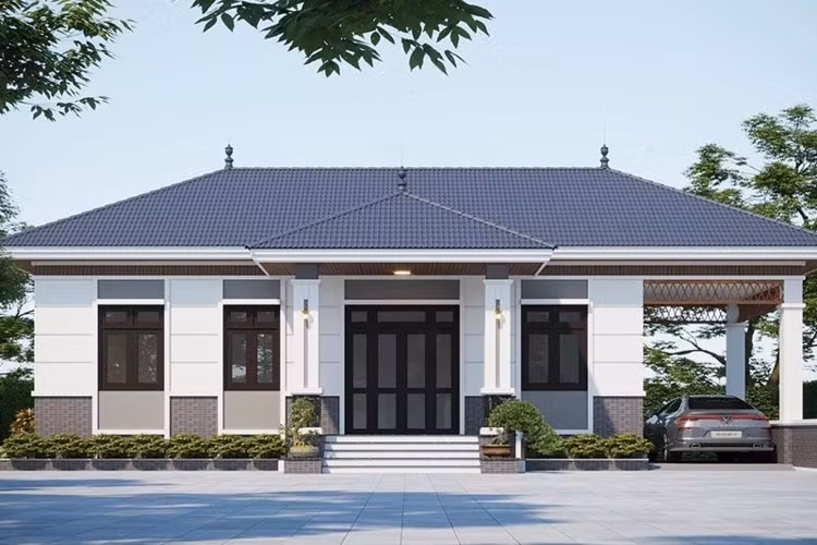 Nhà cấp 4 nông thôn thường thiết kế đơn giản, sử dụng các vật liệu địa phương, kết hợp với sân vườn rộng rãi. Ảnh: Internet