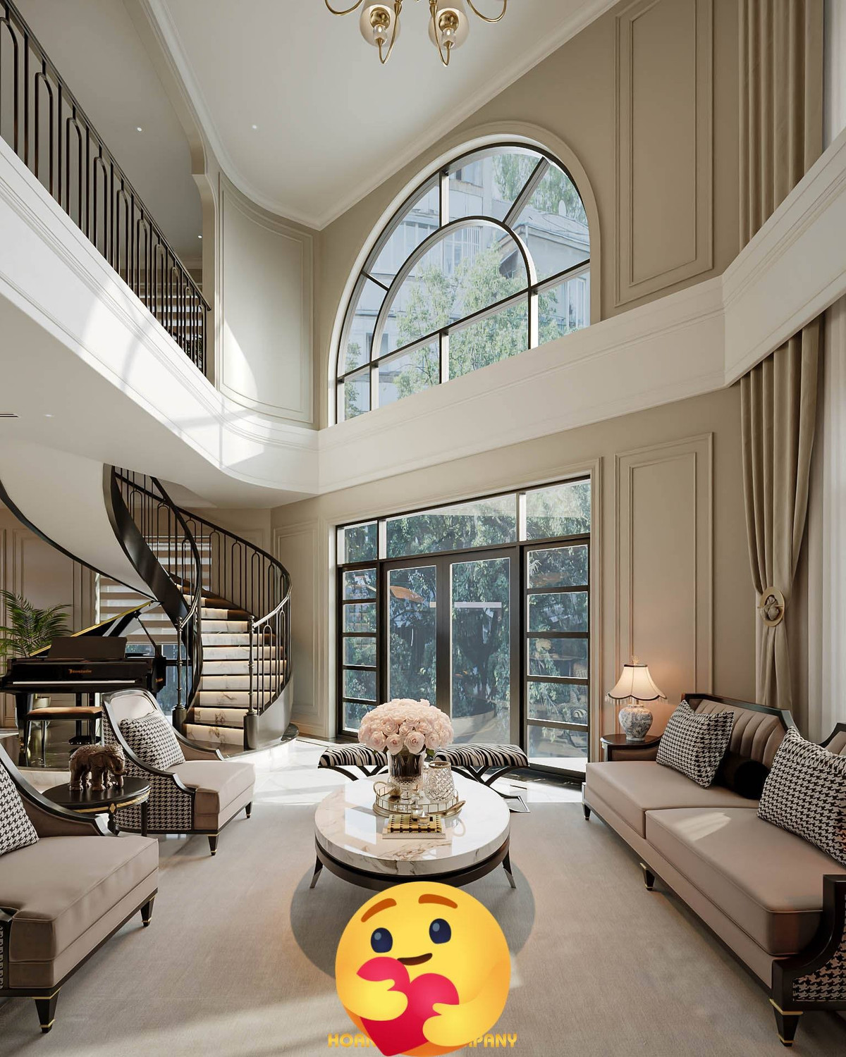 Qua hình ảnh được chia sẻ, có thể thấy biệt thự mang phong cách châu Âu hiện đại với gam màu kem - nâu chủ đạo. Ảnh: FBNV