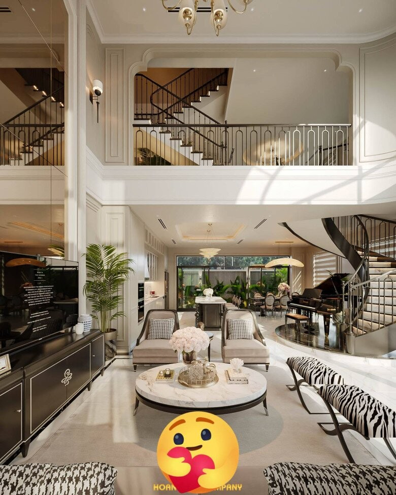 Căn nhà thiết kế theo không gian mở, thông tầng mang đến cảm giác rộng rãi, thoáng mát. Ảnh: FBNV