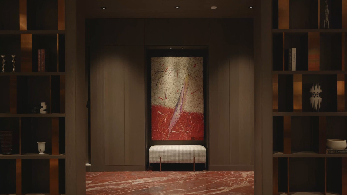 Để không gian luôn gọn gàng và tôn vinh vẻ đẹp vật liệu, gia chủ đã mạnh tay đầu tư hệ thống công nghệ hiện đại. Ảnh: NhaTo