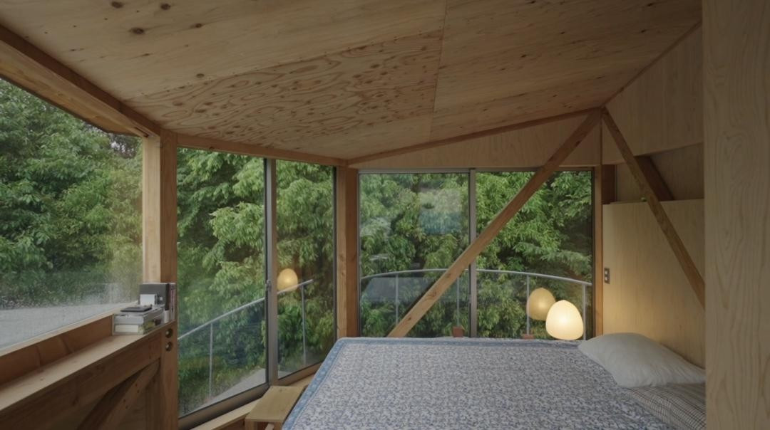 Từ phòng ngủ có thể nhìn thẳng ra khu rừng nguyên sinh. Ảnh Toutiao