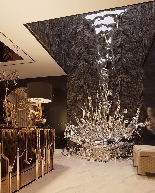 Phòng khách thiết kế hiện đại khiến nhiều người choáng ngợp. Ảnh: FBNV