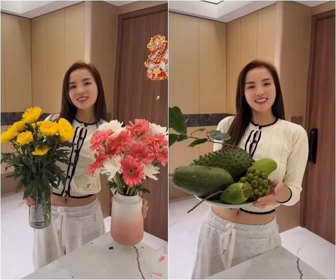 Dịp Tết vừa qua, Kỳ Duyên tự tay bài trí cho căn hộ. Ảnh: FBNV