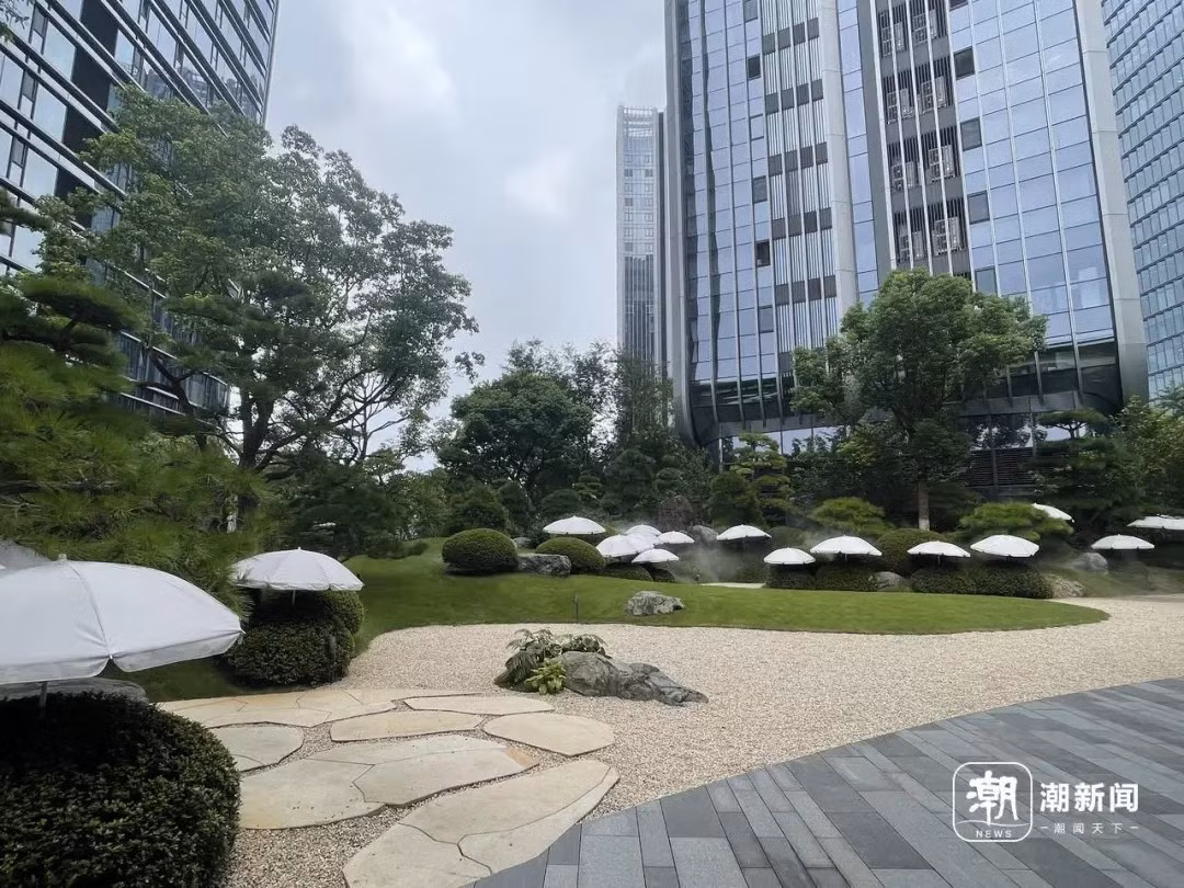 Ngay tại lối vào công viên, hầu như mỗi cây hình cầu trên bãi cỏ dốc đều có một chiếc ô nhỏ màu trắng. Ảnh: Ctdsb