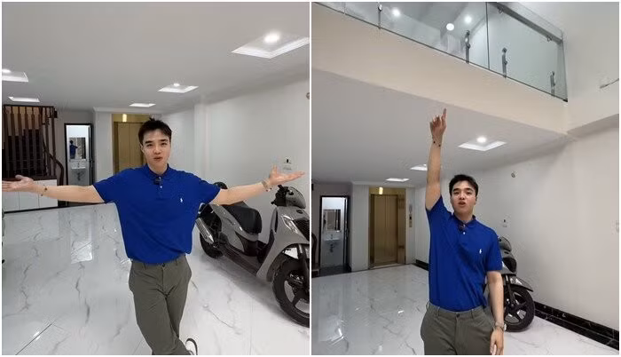 Ngôi nhà tối ưu hóa công năng bằng hệ thống thang máy kính hiện đại, kết nối các tầng với nhau. Ảnh: chụp màn hình