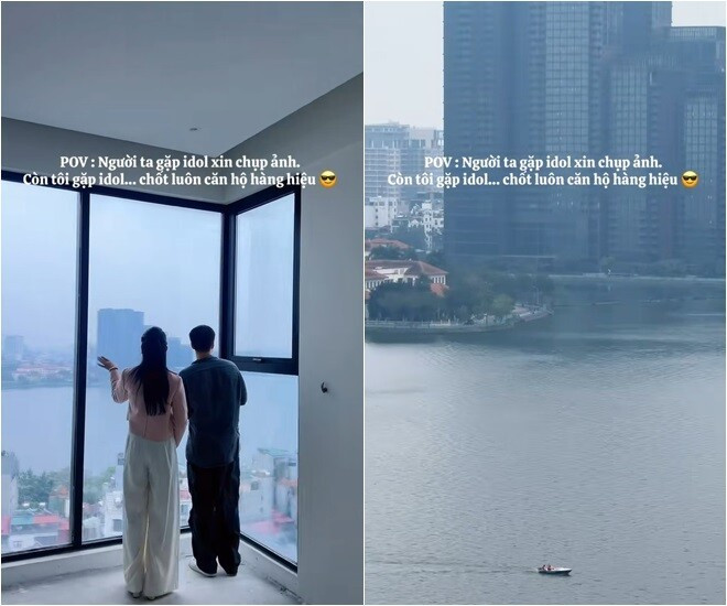 Điểm đắt giá nhất của căn hộ là view nhìn thẳng ra Hồ Tây, bao trọn nhiều biểu tượng kiến trúc lộng lẫy của Hà Nội. Ảnh chụp màn hình