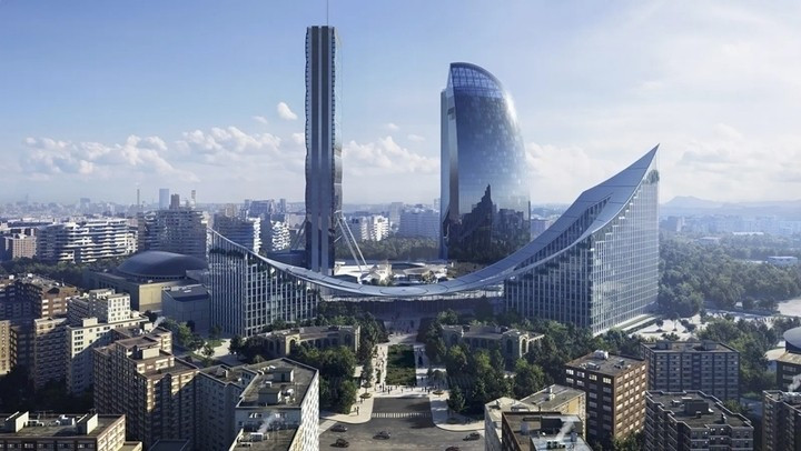 Là một phần của giai đoạn cuối trong quy hoạch tổng thể CityLife của Milan, dự án Citywave (Milan, Ý) bao gồm hai tòa nhà văn phòng được kết nối bởi một mái che bằng gỗ dài 140 mét, ốp hoàn toàn bằng hệ thống quang điện. Ảnh: Archdaily