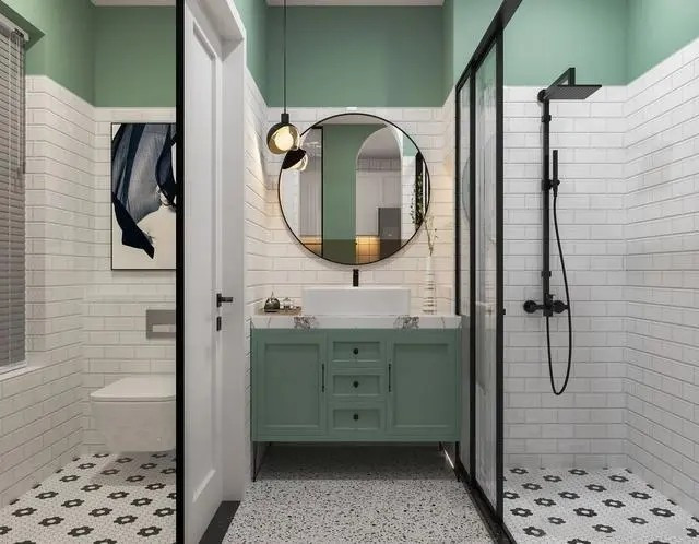 Cách chia ngăn này giúp các thành viên trong gia đình sử dụng phòng tắm cùng lúc mà không ảnh hưởng lẫn nhau. Đây được xem là giải pháp thông minh, biến hạn chế về diện tích thành lợi thế về công năng. Ảnh: Kidohomes