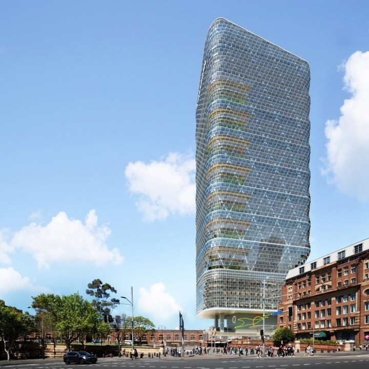 Tại Australia, trụ sở Atlassian - tòa nhà gỗ lai (hybrid timber) cao nhất thế giới sẽ được hoàn thành trong năm nay. Cao 180 mét, công trình có kết cấu gỗ bên trong, bao bọc bởi lớp vỏ thép và kính, vượt qua kỷ lục trước đó của Ascent tại Mỹ (86,6 mét). Ảnh: Dezeen