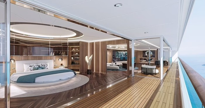 Trên du thuyền còn có phòng ngủ, bể bơi, quầy bar, rạp chiếu phim thu nhỏ. Ảnh: Daily Mail