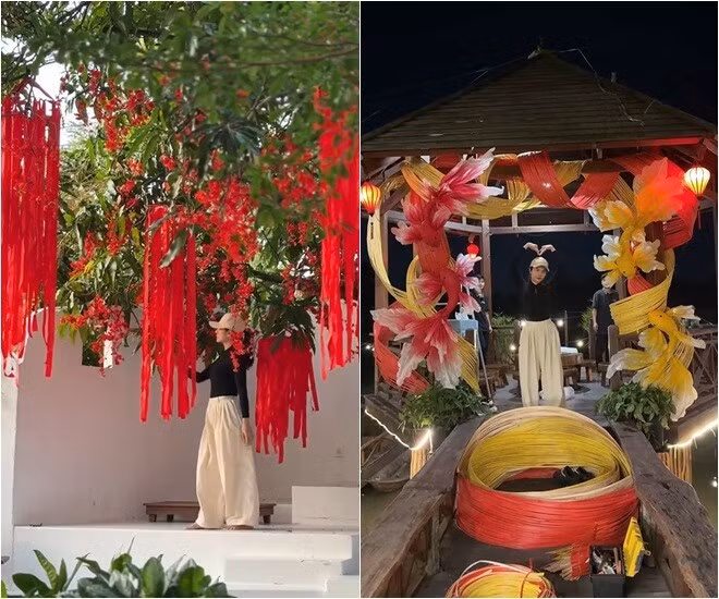 Nữ diễn viên còn tự tay làm các món đồ treo theo xu hướng, biến nguyên liệu bình dị trở nên sang trọng. Ảnh: FBNV