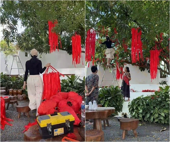 Từng món đồ trang trí cũ đều được nữ diễn viên thổi hồn mới. Ảnh: FBNV