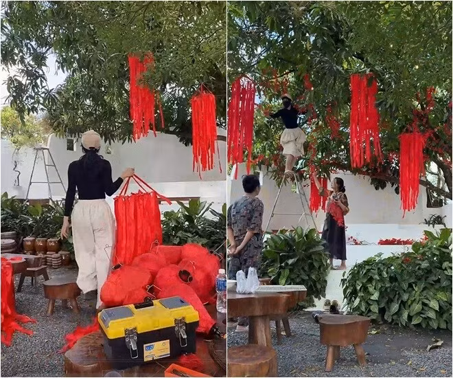 Từng món đồ trang trí cũ đều được nữ diễn viên thổi hồn mới. Ảnh: FBNV