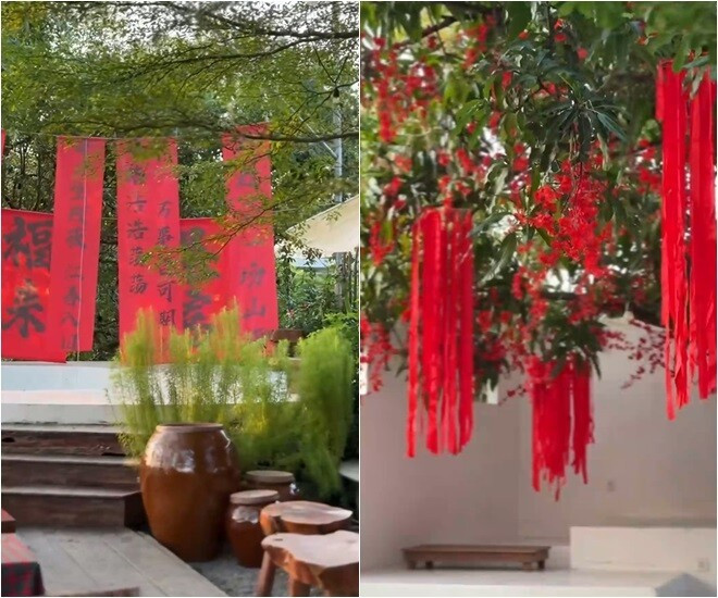 Cơ ngơi của Vân Trang gây ấn tượng với phong cách farmstay, sử dụng chất liệu gỗ, tre, nứa chủ đạo, tạo cảm giác như những ngôi nhà xưa ở Nam Bộ. Ảnh: FBNV