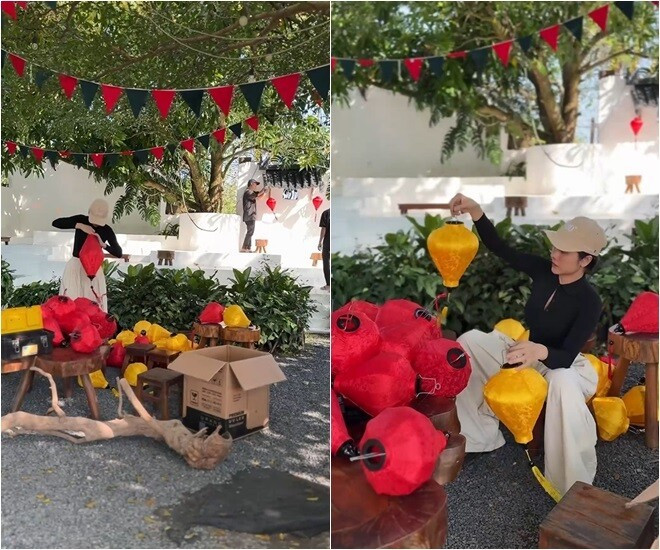 Dù sở hữu villa hoành tráng nhưng Vân Trang không mua sắm lãng phí mà chủ yếu tận dụng các món đồ của mùa cũ và biến tấu theo những cách mới lạ. Ảnh: FBNV