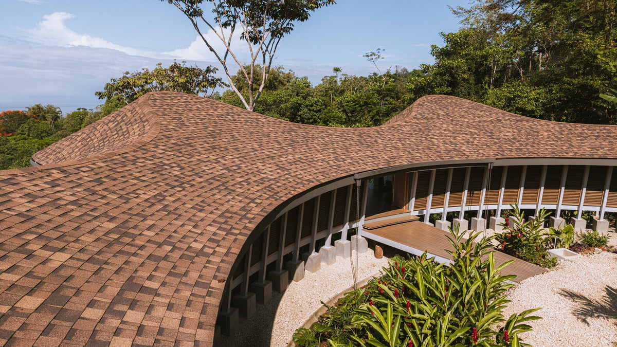 Hệ mái uốn lượn theo dạng sóng, mô phỏng địa hình xung quanh là điểm nhấn của ngôi nhà. Ảnh: Alvaro Fonseca